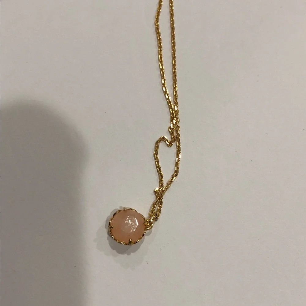 Kate Spade That Sparkle circle‎ pink quartz gemstone pendant necklace new